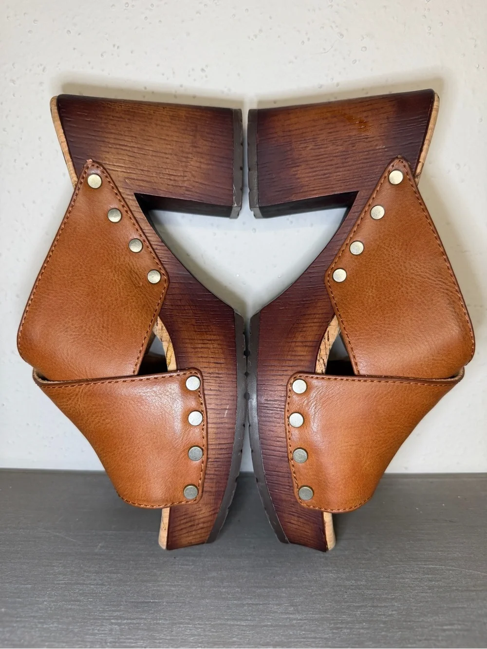 Korks Women's Size 7M Shoes Brown Leather Comfort Casual Wedge Platform Sandals